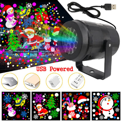 USB Powered Snowflake Christmas Projector LED Lights